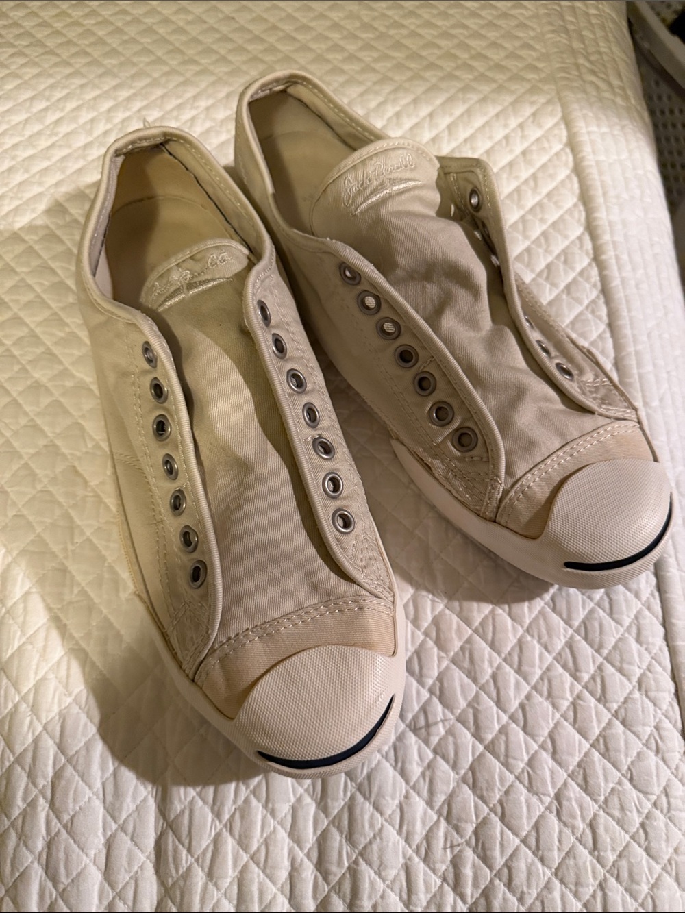 Slip-On Canvas Athletic Shoes in Beige - Unbranded